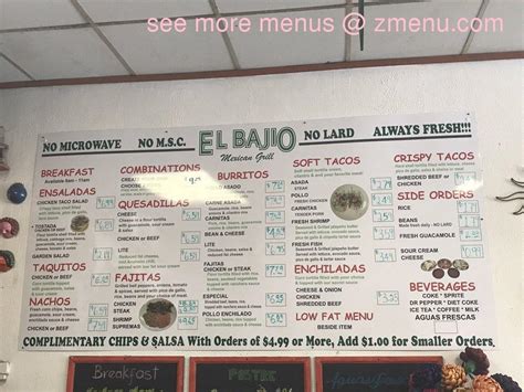 bajio mexican grill menu